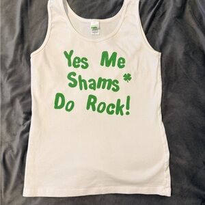 Women’s white Tank Top with Green Print